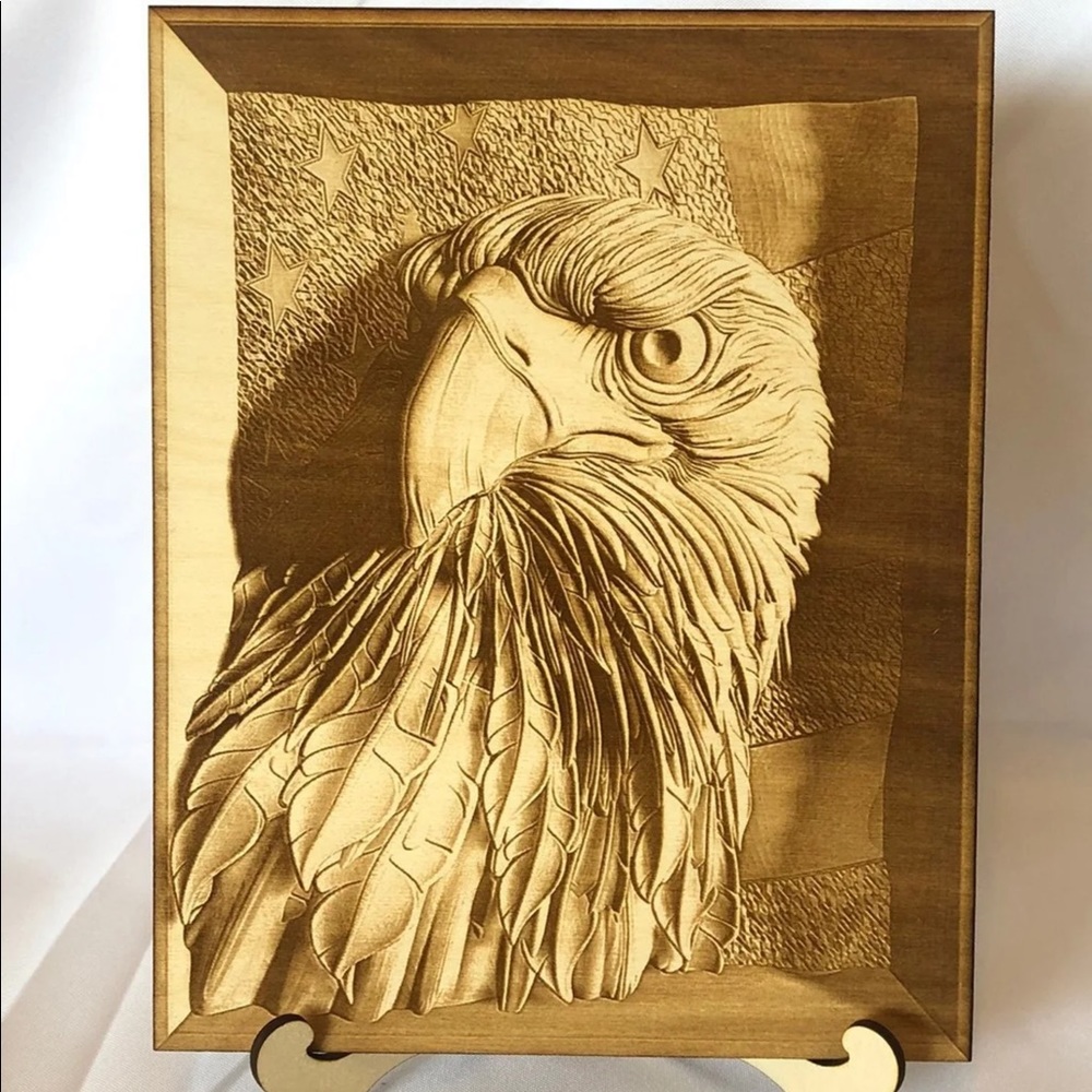 Eagle & flag 3D illusion engraved print